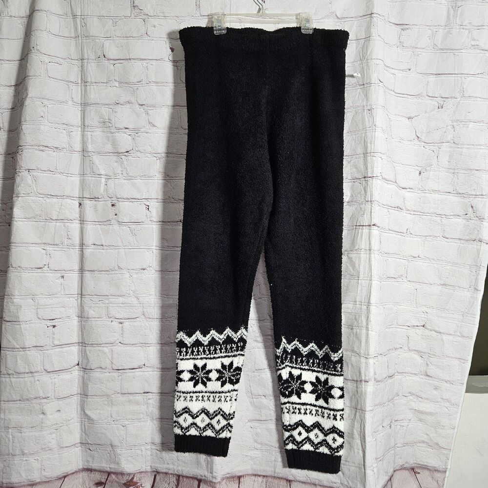 PJ Place Adult Size L Black Holiday Fleece Pajama Pants Soft Cozy Lounge Winter